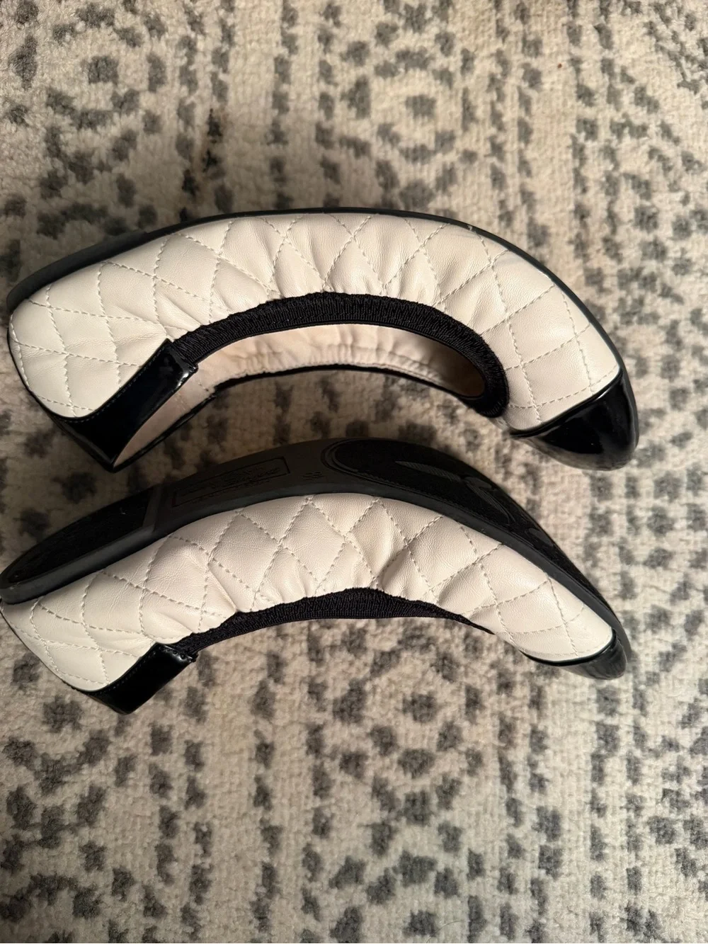 dexflex comfort Quilted Gray and Black Cap-Toe Ballet Flats